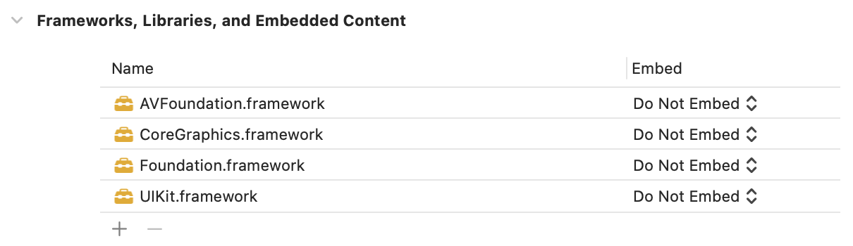 Xcode Frameworks, Libraries, and Embedded Content