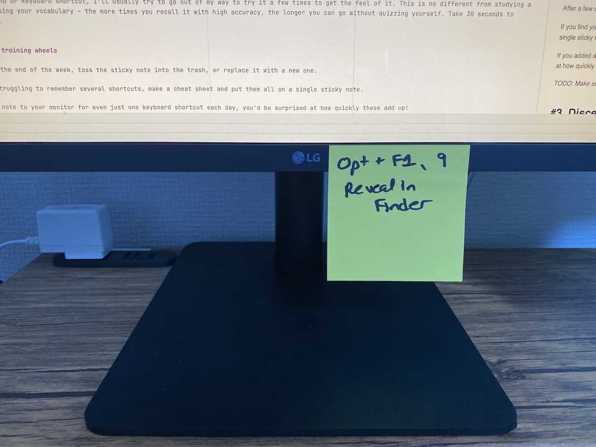 Sticky note on monitor for 'Reveal In Finder'
